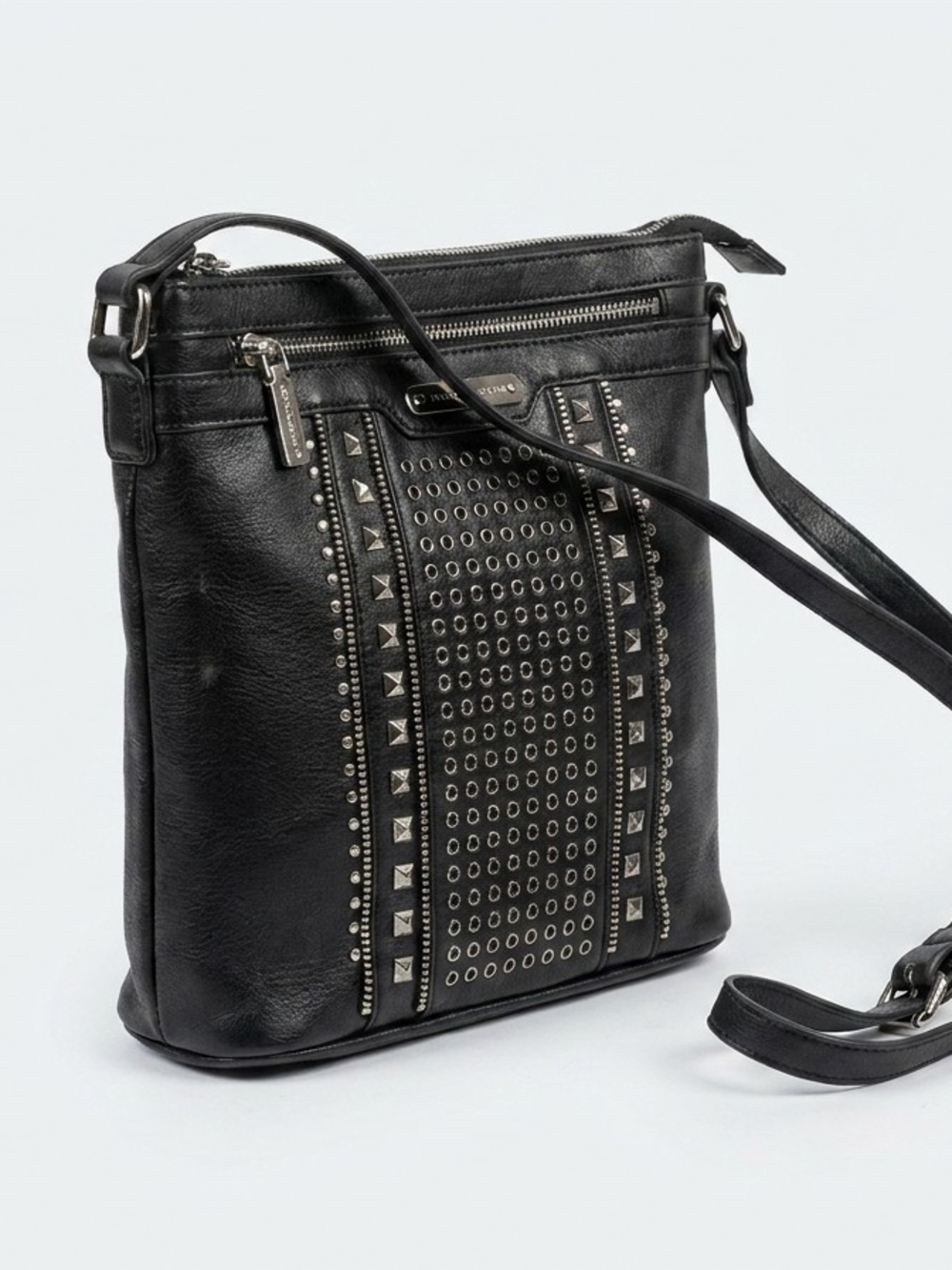 Nicole Lee Black Studded Crossbody with Silver Accents
